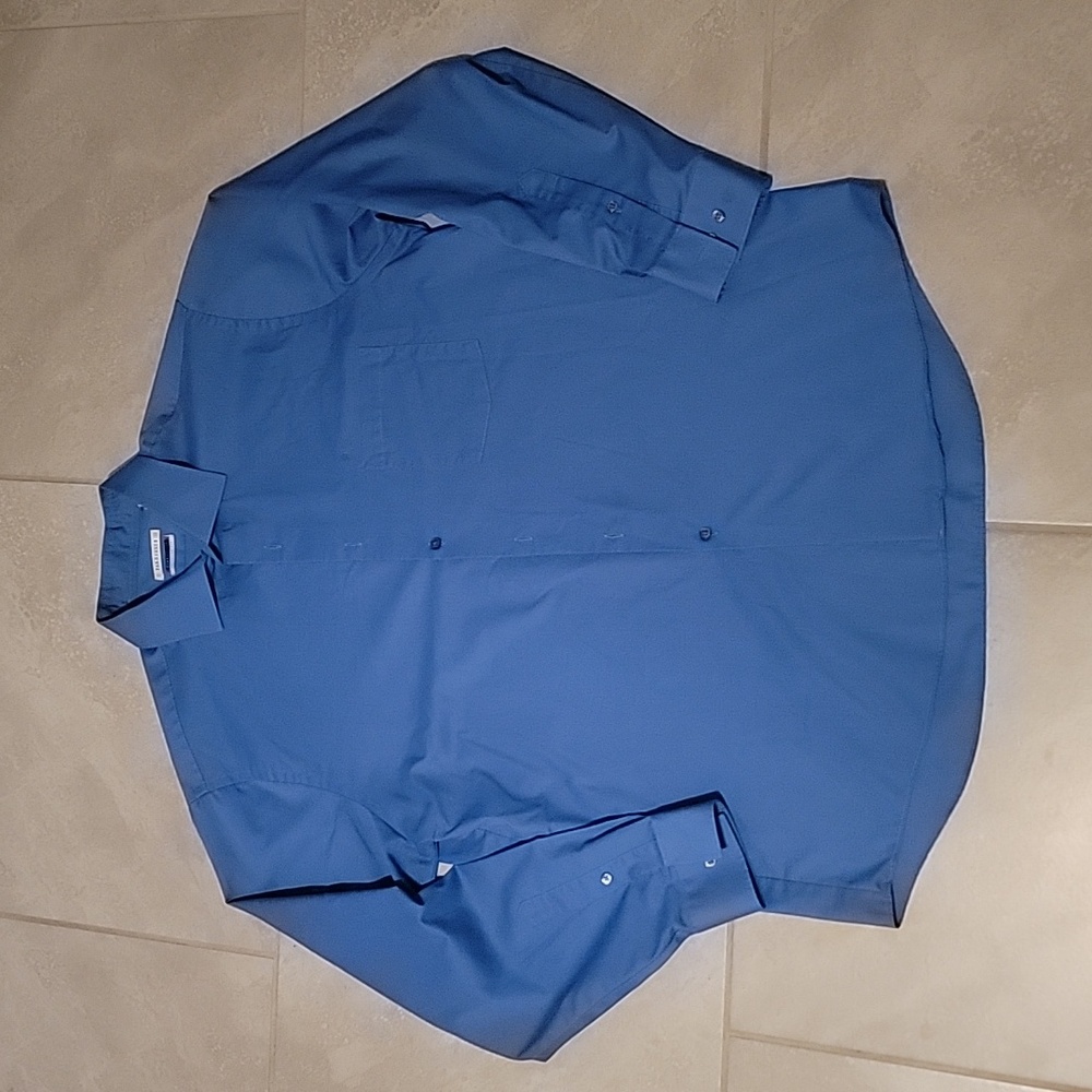 Mens Collared Button-Down Shirt. Large. True Blue